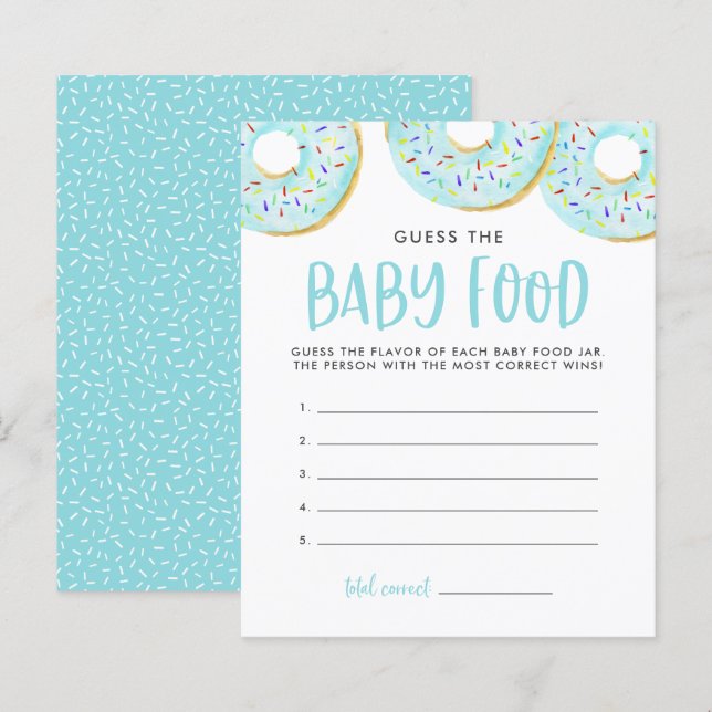 Blue Donuts Guess The Baby Food Baby Shower Game (Front/Back)