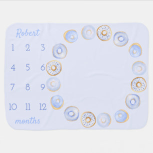 Blue Donuts - Newborn Boy Monthly Milestone Baby Blanket