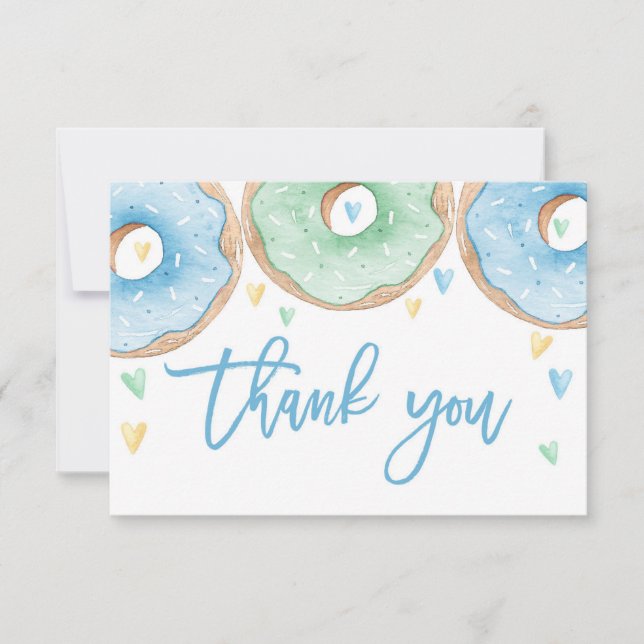 Blue donuts thank you note card (Front)