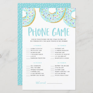 Blue Donuts What's On Your Phone Baby Shower Game