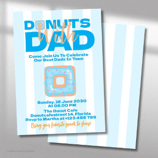 Blue Donuts With Dad For Father's Day Celebration Invitation