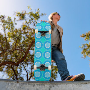 Blue Donuts With Filling On Turquoise  Skateboard