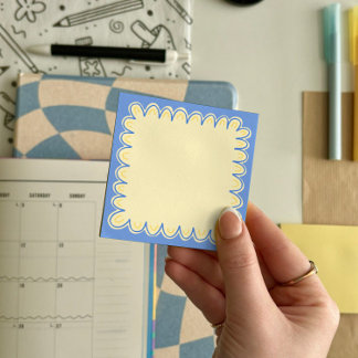 Blue Doodle Border Notes 7.6 x 7.6 cm