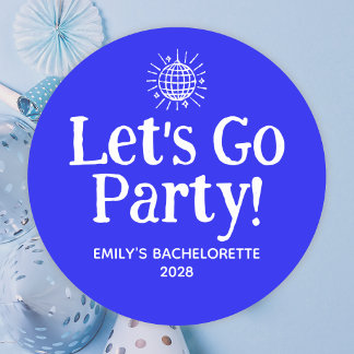 Blue Doodle Disco Ball Bachelorette Party Classic Round Sticker
