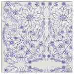 Blue Doodle Flower Fabric