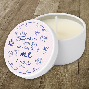 Blue doodle hand drawn funny coworker quote mini candle favors