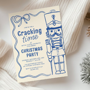 Blue Doodle Nutcracker Christmas Holiday Party Invitation