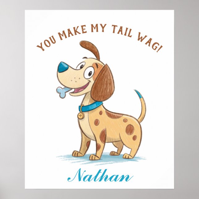 Blue Doodle Playful Pet, Floppy Eared Puppy Dog Poster (Front)