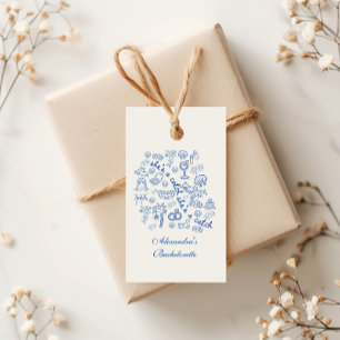 Blue Doodle Tropical Bachelorette Celebration Gift Tags