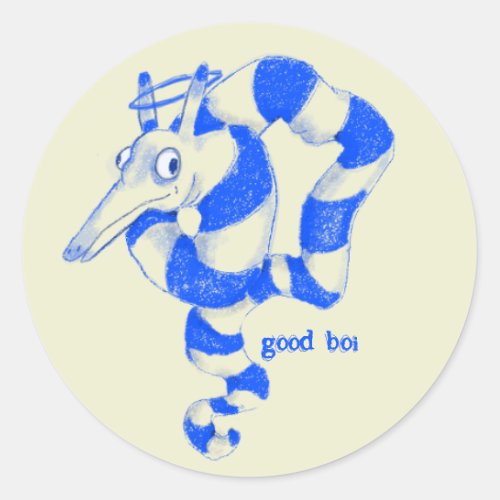 blue doodle worm boy sticker