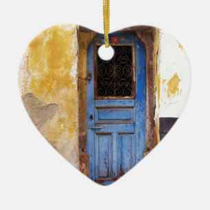 Blue Door Greece Rustic Vintage Greek Ceramic Ornament