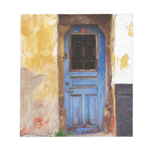 Blue Door Greece Rustic Vintage Notepad