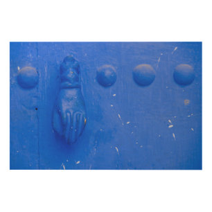 Blue Door Knocker Wood Wall Decor