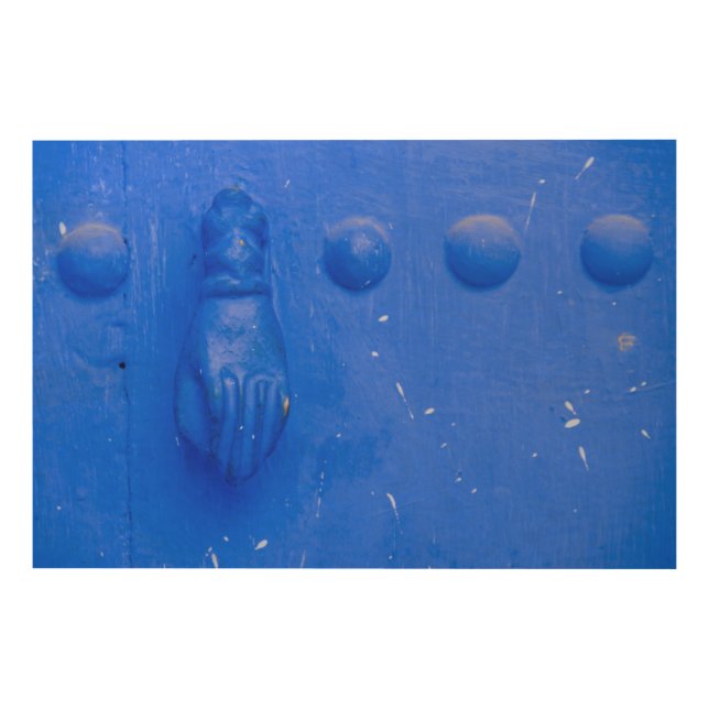 Blue Door Knocker Wood Wall Decor (Front)