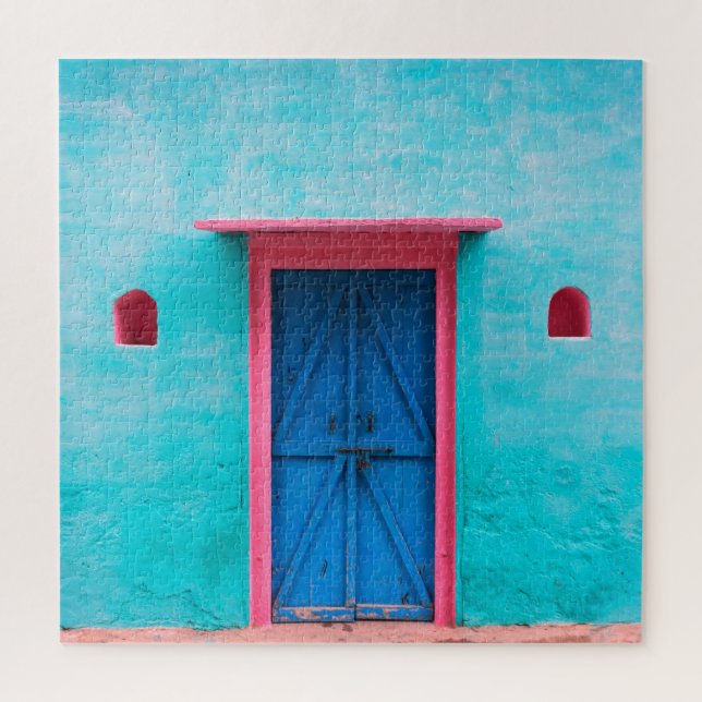 "BLUE DOOR, MOROCCO", TRAVEL PHOTOGRAPHY  PUZZLE (Vertical)