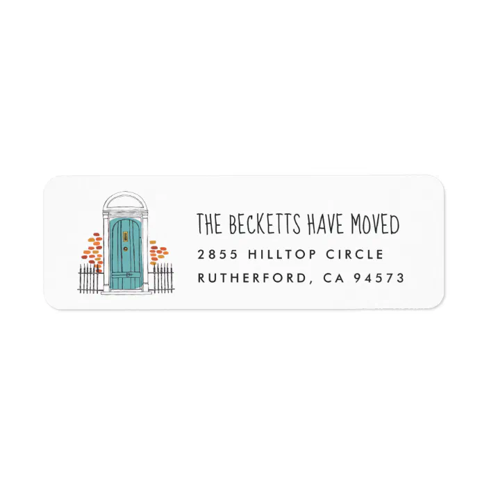 Blue Door Moving Announcement Return Address Label | Zazzle.com
