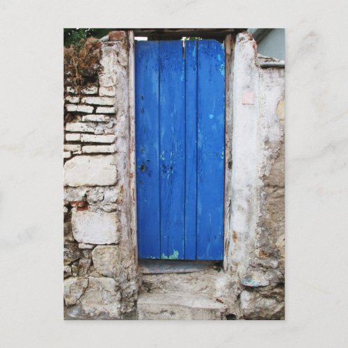 BLUE DOOR  Old Town of Chania Crete Postcard