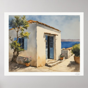 Blue Door Seaside House Poster