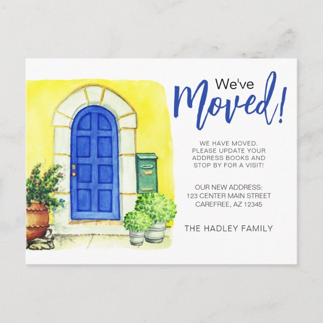 Blue Door Weve Moved Announcement Postcard (Front)