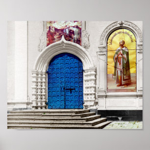 Blue Doors - 1911 Vintage Color Photo Poster