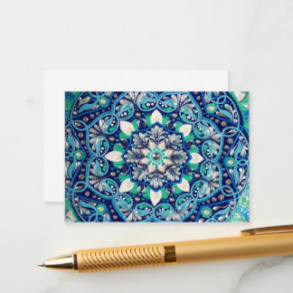 Blue dot art mandala enclosure card
