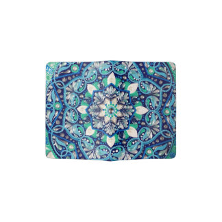 Blue dot art mandala passport holder