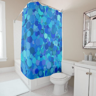 blue dot confetti shower curtain