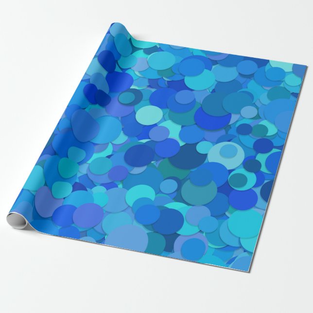 blue dot confetti wrapping paper  (Unrolled)