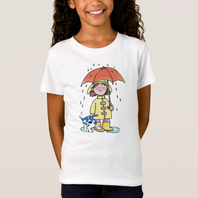 Blue Dot Dog, Walking Rain T-Shirt (Front)