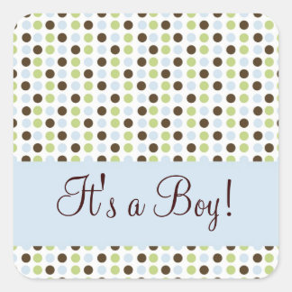 Blue Dot Its a Boy Square Sticker