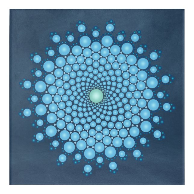 Blue Dot Mandala Acrylic Print (Front)