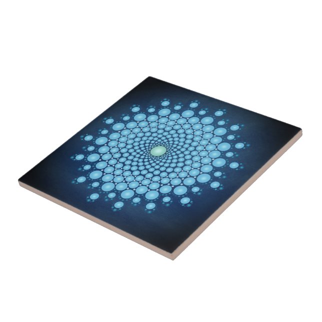 Blue Dot Mandala Ceramic Tile (Side)