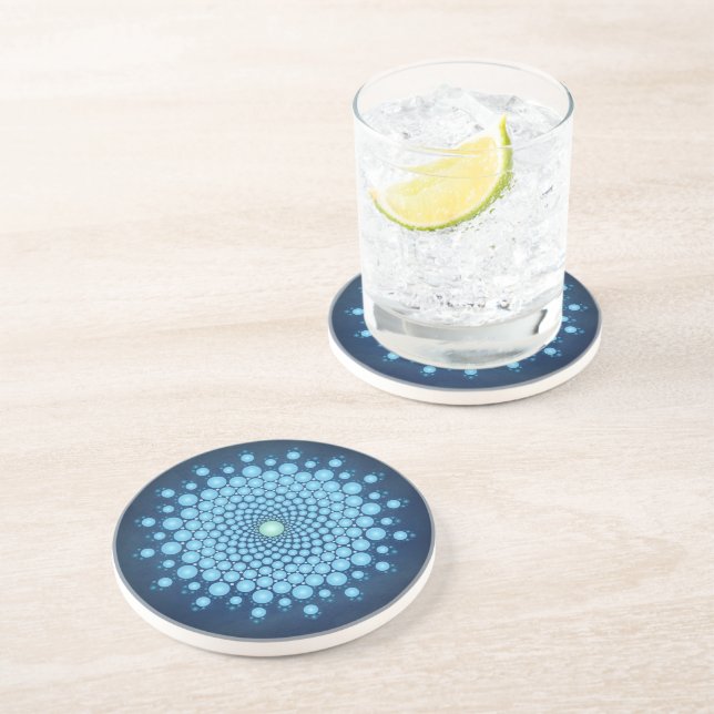 Blue Dot Mandala Coaster (Side)