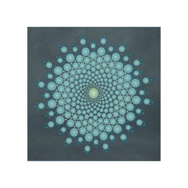 Blue Dot Mandala Wood Wall Art (Front)