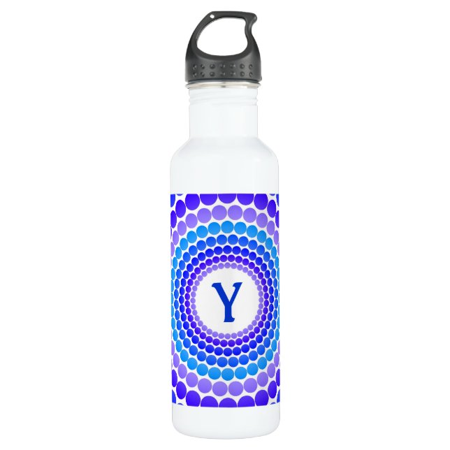 Blue Dot Monogram Water Bottle (Front)