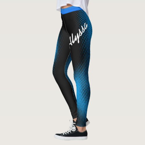 Blue Dot Pattern with Name on BLACK or Your Color Leggings