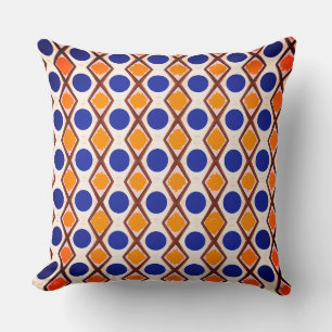 Blue Dots and Orange Paint Throw Pillow