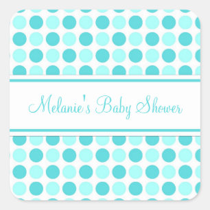 Blue Dots Baby Shower Favor Stickers