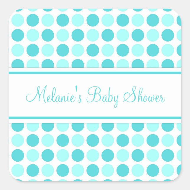 Blue Dots Baby Shower Favor Stickers (Front)