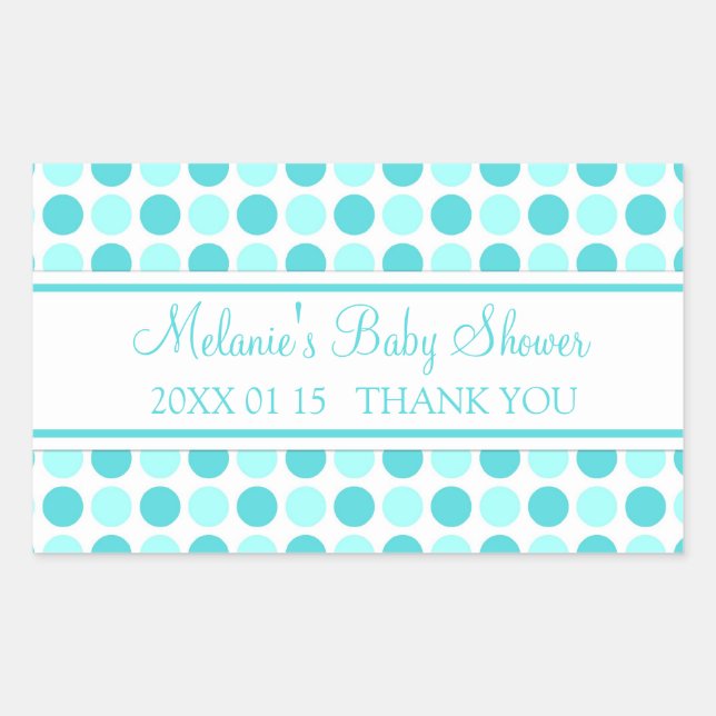 Blue Dots Baby Shower Favor Stickers (Front)