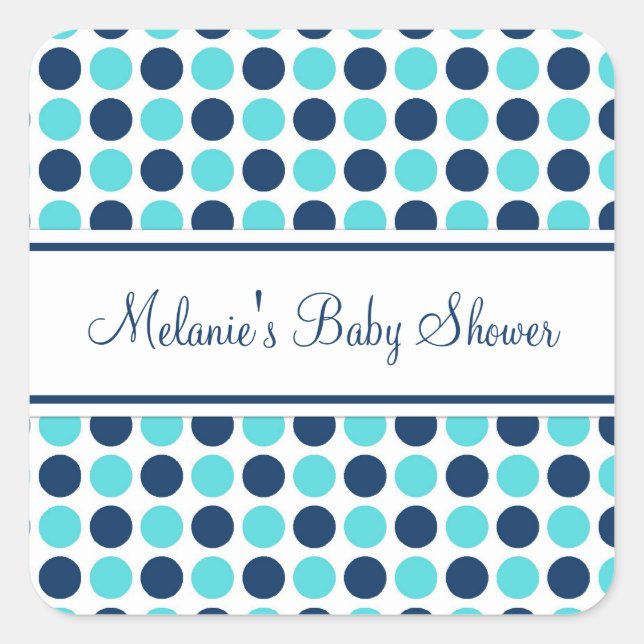 Blue Dots Baby Shower Favor Stickers (Front)