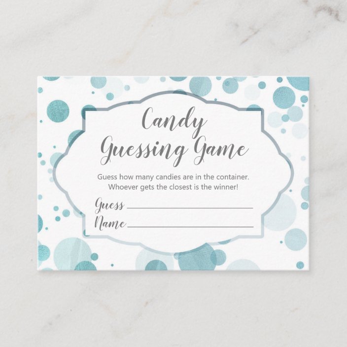 Blue Dots Boy Baby Shower Candy Guessing Game Enclosure Card Zazzle Com