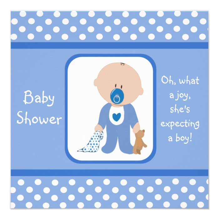 Blue Dots African American Baby Shower Invitations