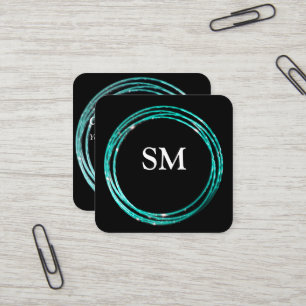 Blue dots circle elegance square business card