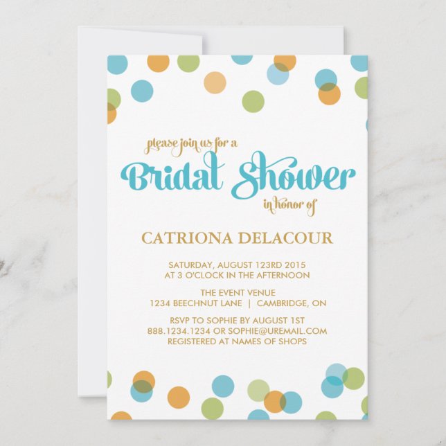 BLUE DOTS CONFETTI | BRIDAL SHOWER INVITATION (Front)