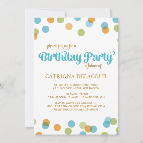 BLUE DOTS CONFETTI | KIDS BIRTHDAY INVITATION