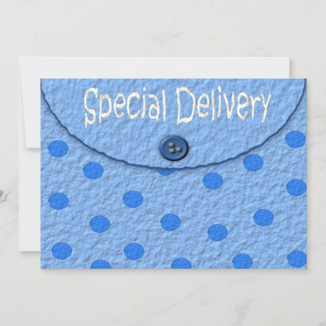 Blue Dots Envelope Boys Baby Shower Invitations (Front)