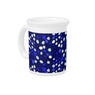 Blue Dots Multi Colored Fun Geometric Design Beverage Pitcher