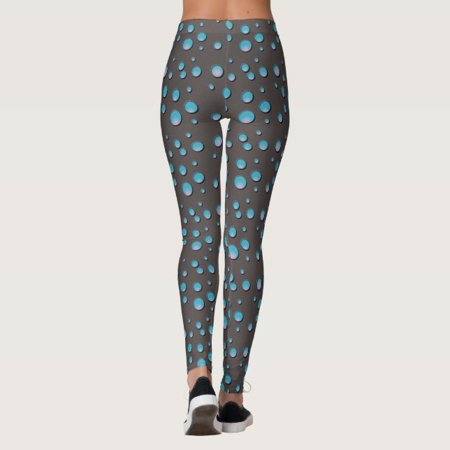 Blue Dots on Gray Leggings (Back)