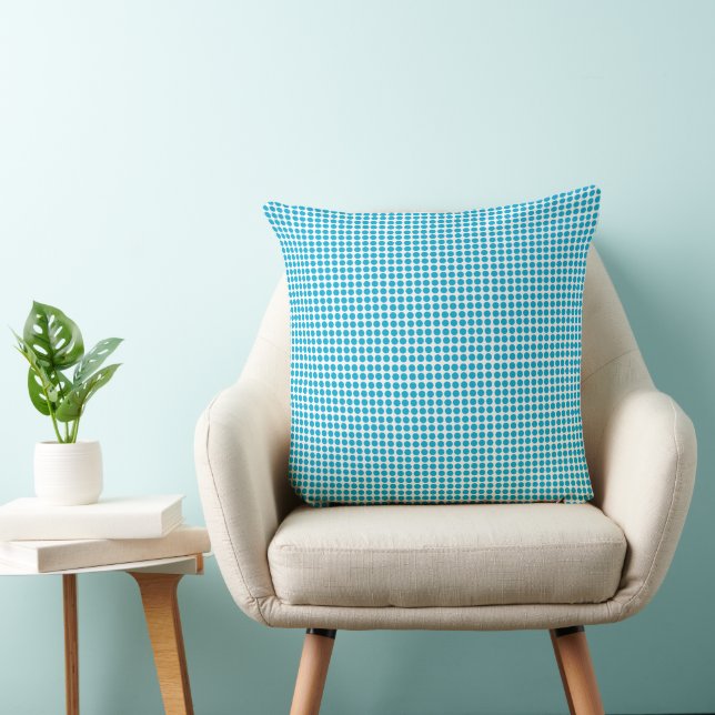 Blue Dots on White Pattern Throw Pillow (Chair)